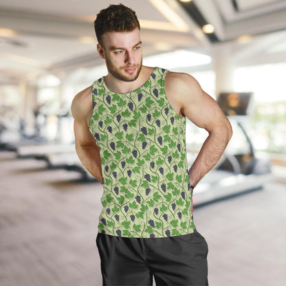Wine Grape Thmed Print Men Tank Top