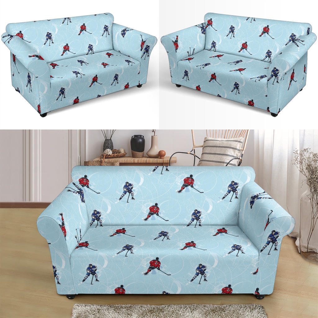 Hockey Player Print Design LKS302 Loveseat Couch Slipcover