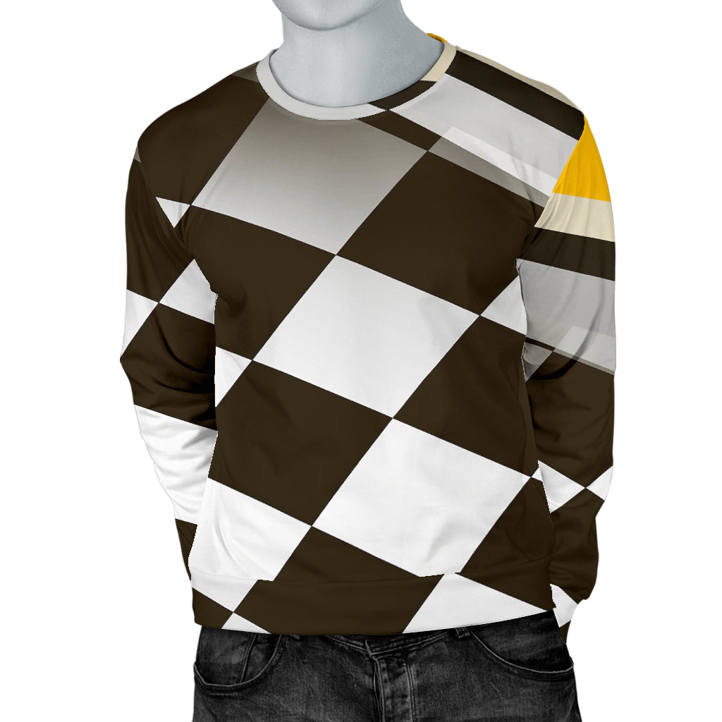 Checkered Flag Racing Style Men Long Sleeve Sweatshirt