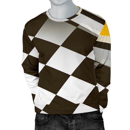 Checkered Flag Racing Style Men Long Sleeve Sweatshirt