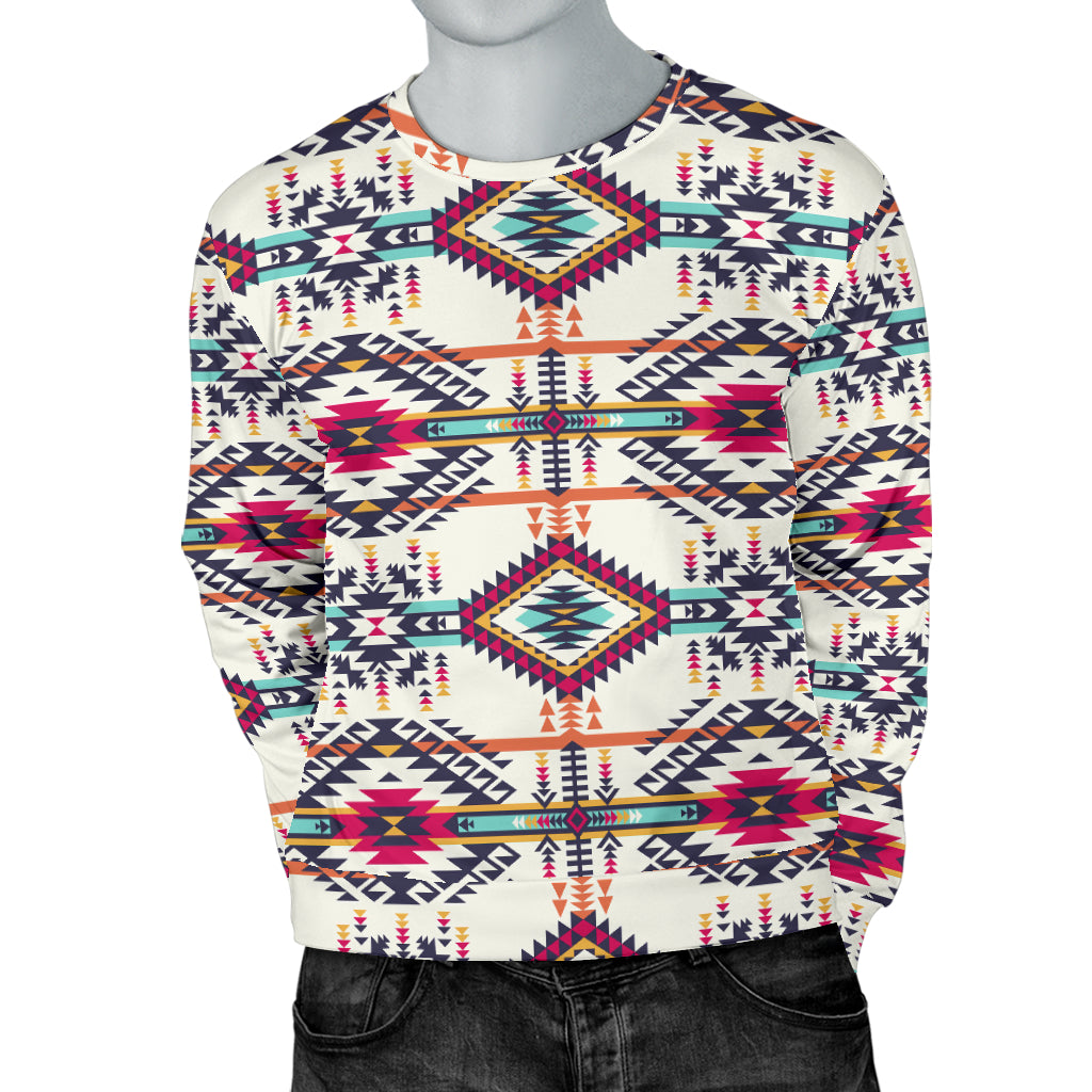 Indian Navajo Art Themed Design Print Men Long Sleeve Sweatshirt
