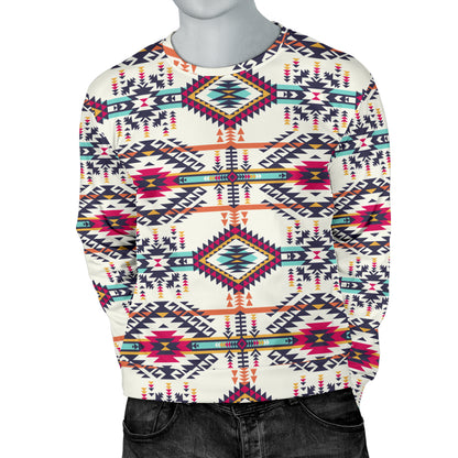 Indian Navajo Art Themed Design Print Men Long Sleeve Sweatshirt