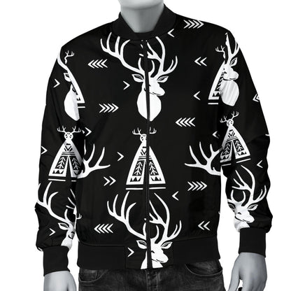 Deer Native Indian Print Pattern Men Bomber Jacket