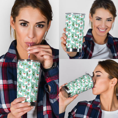 Llama with Cactus Themed Print Tumbler