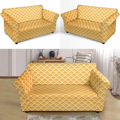 Waffle Texture Print Design LKS302 Loveseat Couch Slipcover