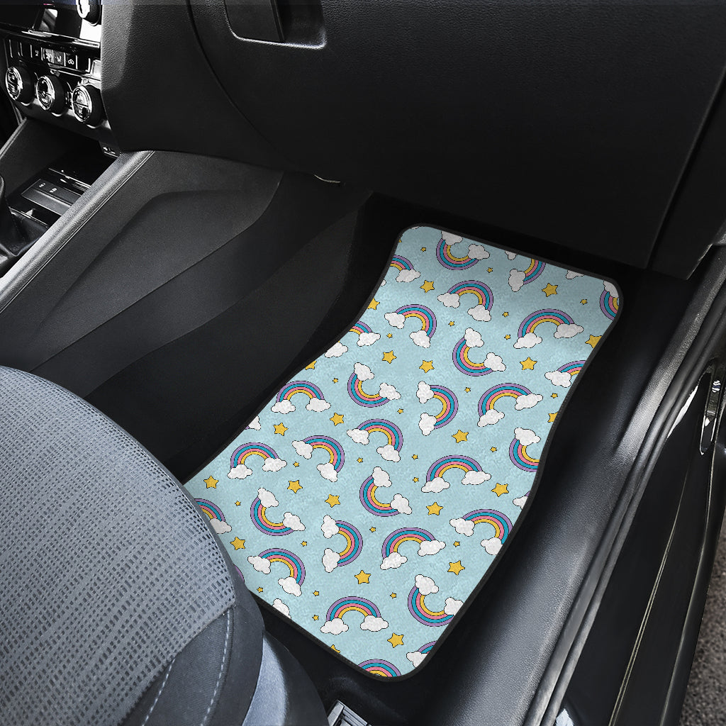 Rainbow Cloud Print Pattern Car Floor Mats Front Back
