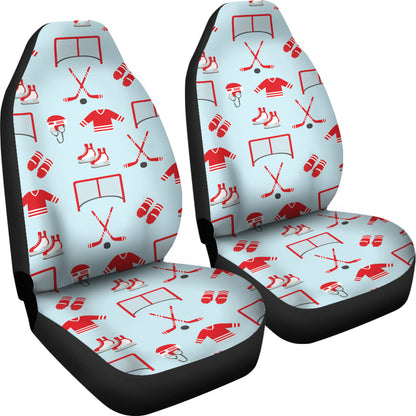 Hockey Red Equipment Print Design LKS305 Car Seat Covers