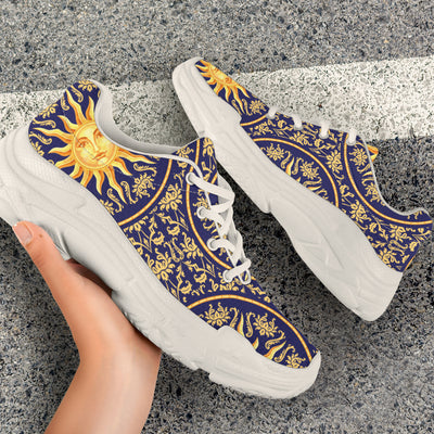 Celestial Gold Sun Face Chunky Sneakers