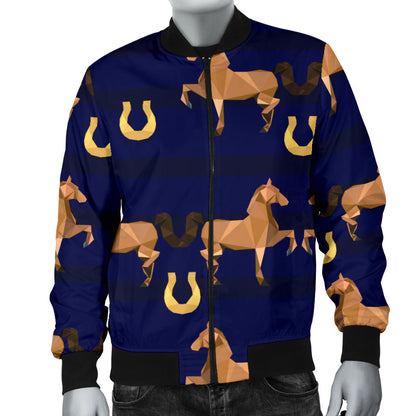 Horse Luxury Themed Pattern Print Men Bomber Jacket