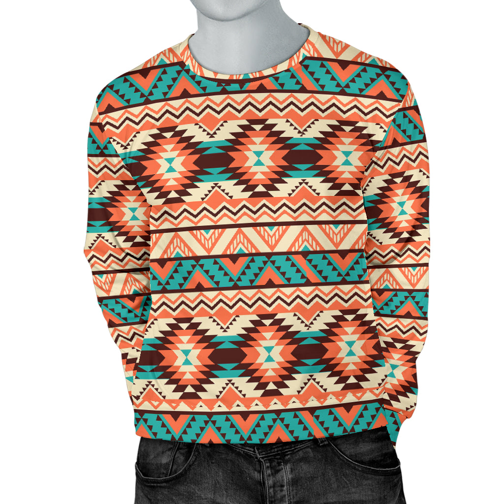 Navajo Western Style Print Pattern Men Long Sleeve Sweatshirt