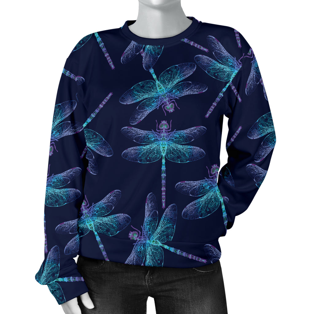 Dragonfly Hand Drawn Style Print Women Long Sleeve Sweatshirt