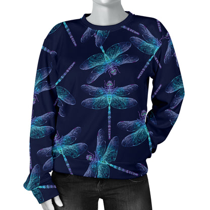 Dragonfly Hand Drawn Style Print Women Long Sleeve Sweatshirt