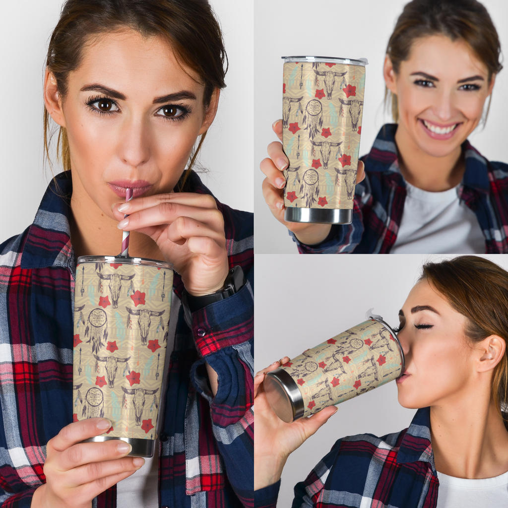 Native Buffalo Head Themed Design Print Tumbler