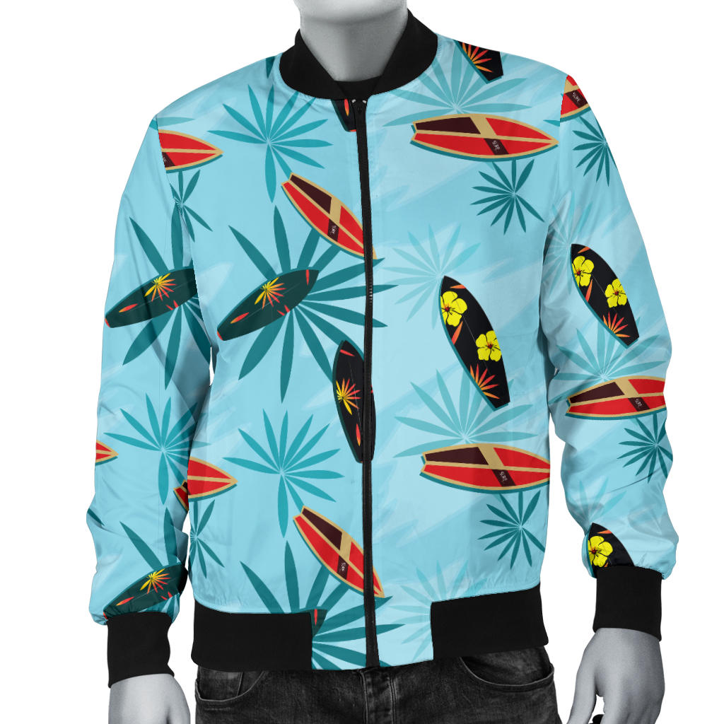 Surfboard Themed Pattern Men Bomber Jacket