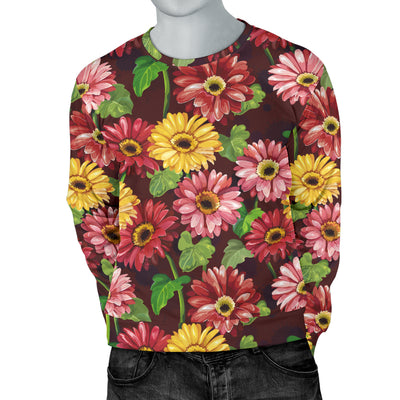 Daisy Gerbera Print Pattern Men Long Sleeve Sweatshirt