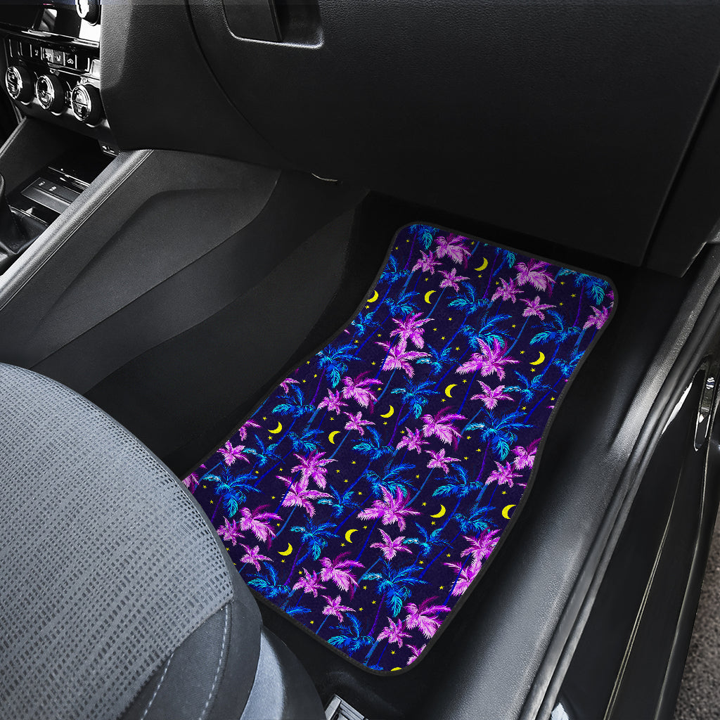 Palm Tree Night Scene Design Print Car Floor Mats Front Back
