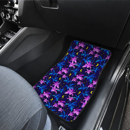Palm Tree Night Scene Design Print Car Floor Mats Front Back