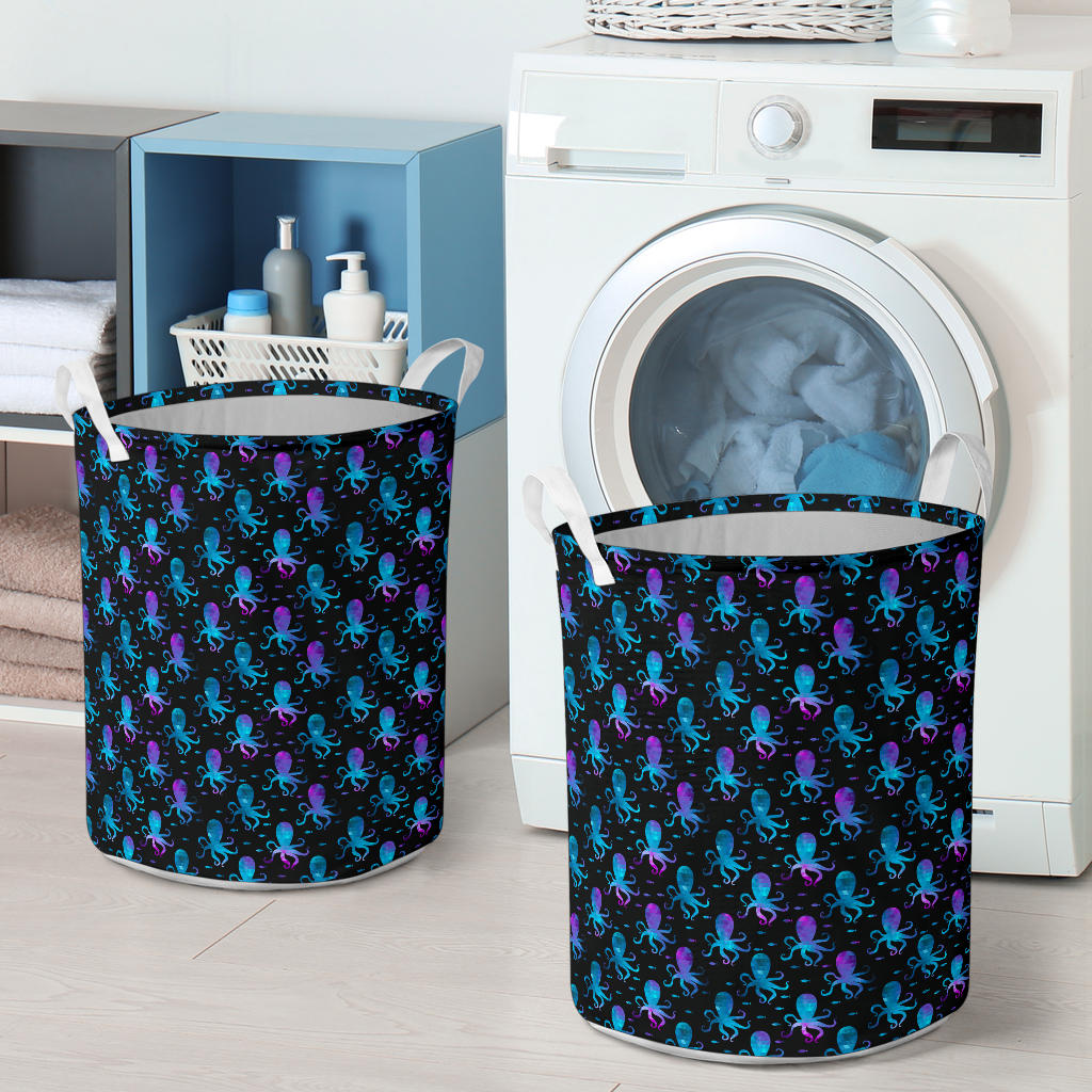 Octopus Blue Design Print Themed Laundry Basket