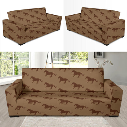Horse Brown Print Design LKS307 Sofa Slipcover