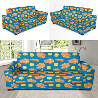 Salmon Steak With Lemon Print Design LKS308 Sofa Slipcover