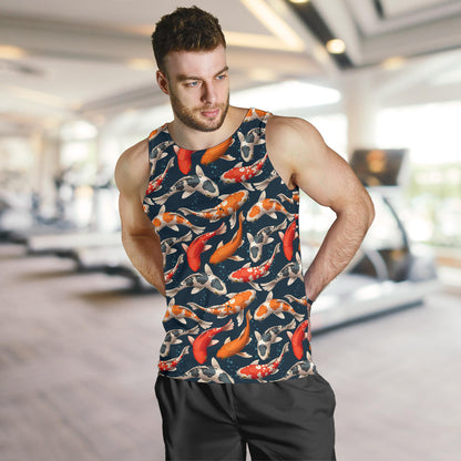 Koi Carp Cute Design Themed Print Men Tank Top