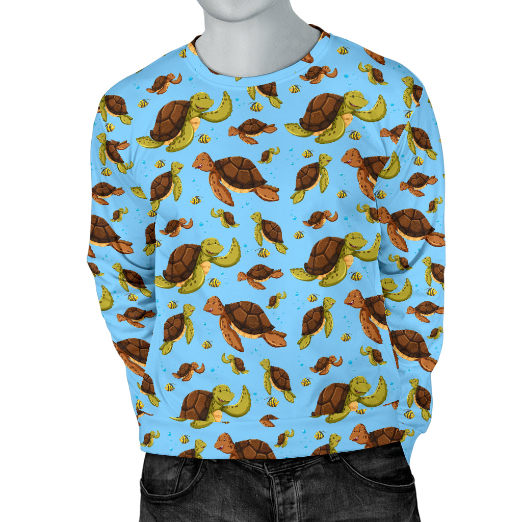 Hello Sea Turtle Print Pattern Men Long Sleeve Sweatshirt