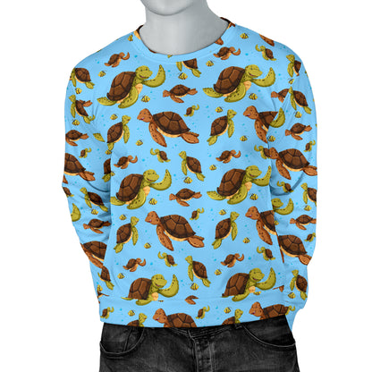 Hello Sea Turtle Print Pattern Men Long Sleeve Sweatshirt