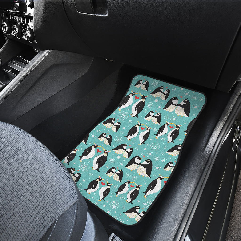 Penguin Love Print Car Floor Mats Front Back