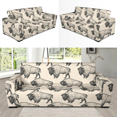 Bison Pattern Print Design 02 Sofa Slipcover