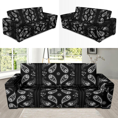 Bandana Paisley Black Print Design LKS308 Sofa Slipcover