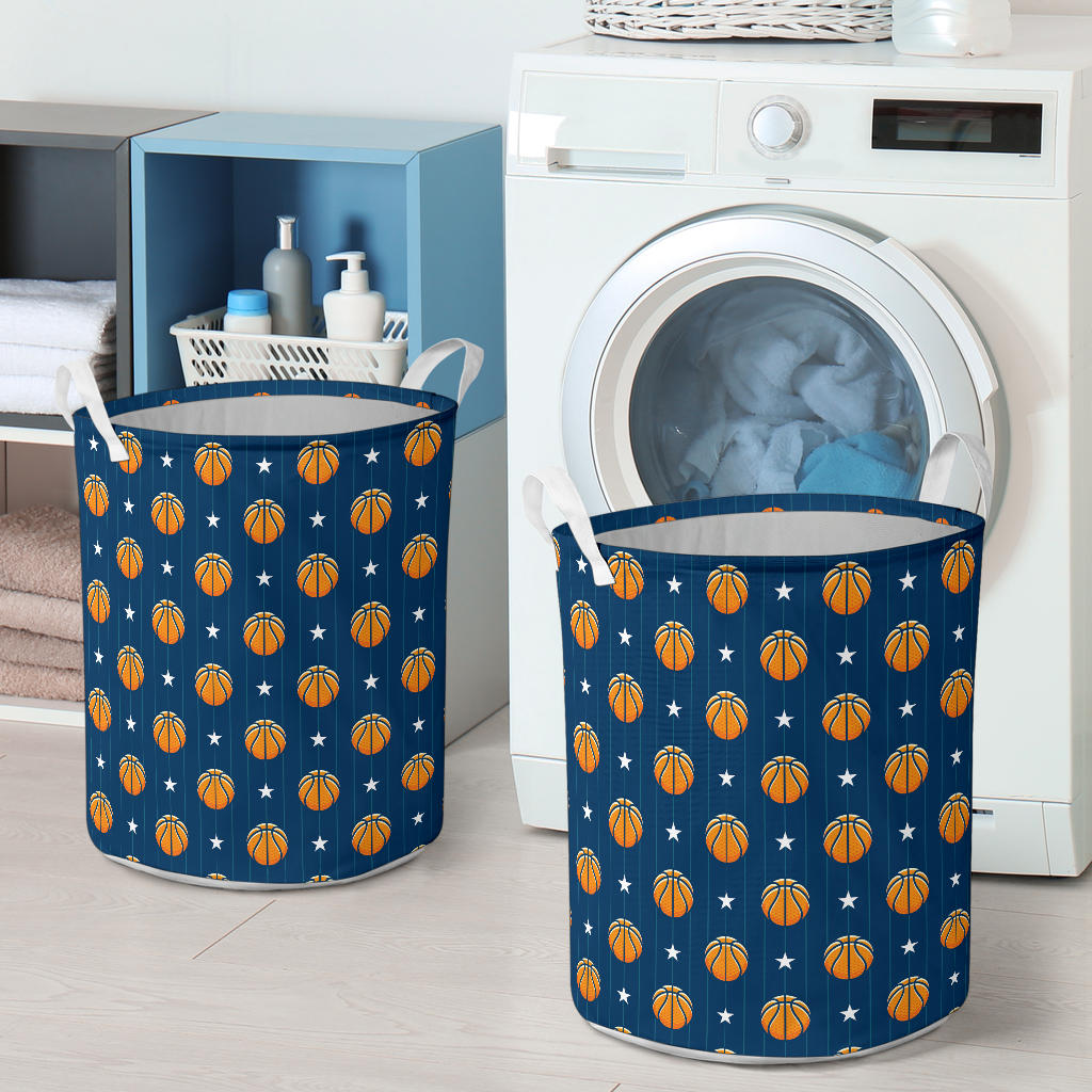 Basketball Star Print Pattern Laundry Basket
