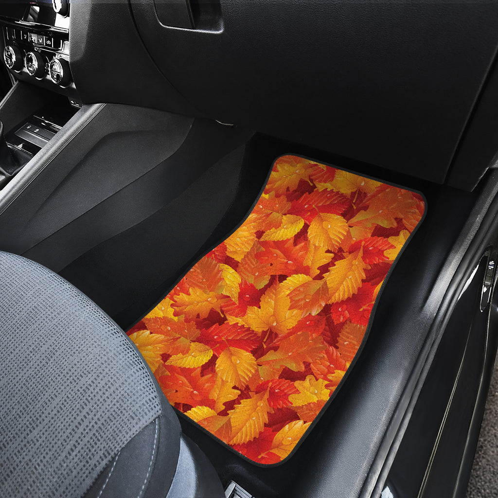 Elm Leave Autum Print Pattern Car Floor Mats Front Back