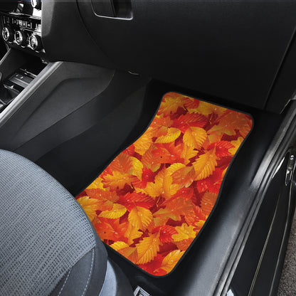 Elm Leave Autum Print Pattern Car Floor Mats Front Back