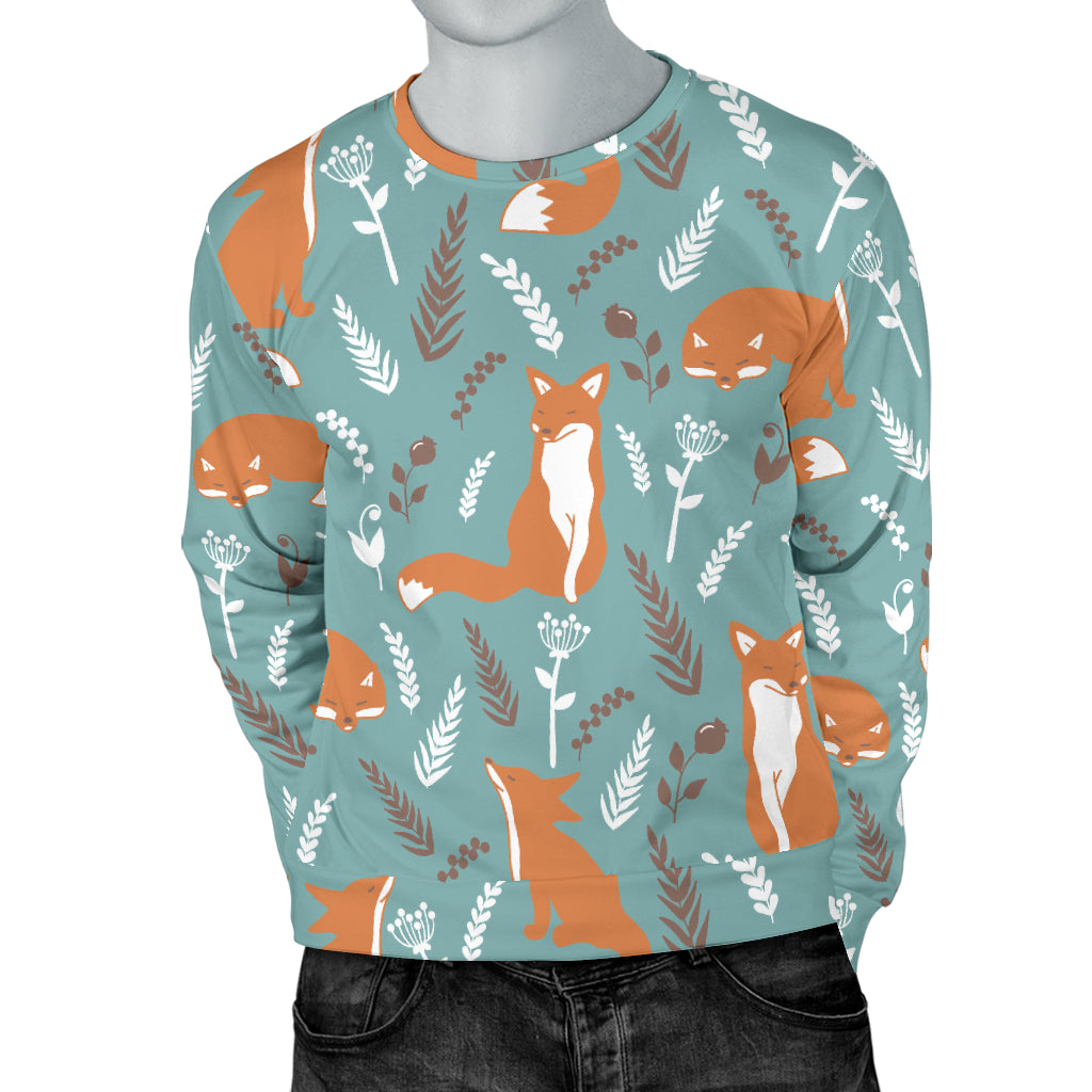 Fox Forest Print Pattern Men Long Sleeve Sweatshirt