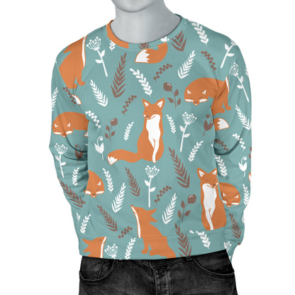 Fox Forest Print Pattern Men Long Sleeve Sweatshirt