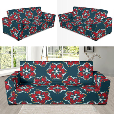 Poinsettia Pattern Print Design A03 Sofa Slipcover