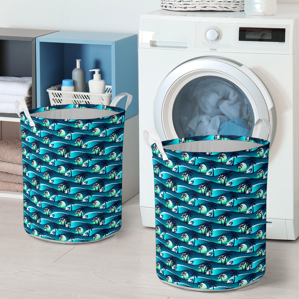 Beach Wave Design Print Laundry Basket