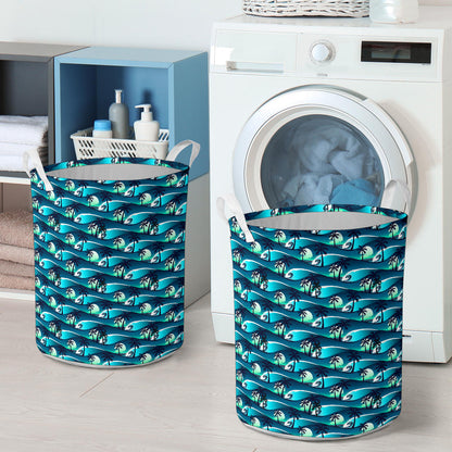 Beach Wave Design Print Laundry Basket