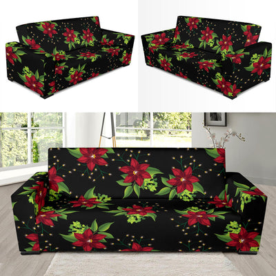 Poinsettia Pattern Print Design A01 Sofa Slipcover