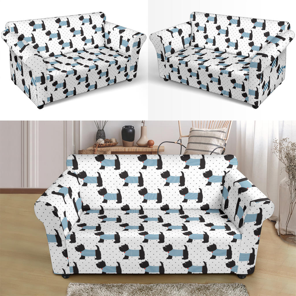 Scottish Terriers Print Design LKS3012 Loveseat Couch Slipcover