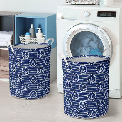 Anchor Stripe Pattern Laundry Basket