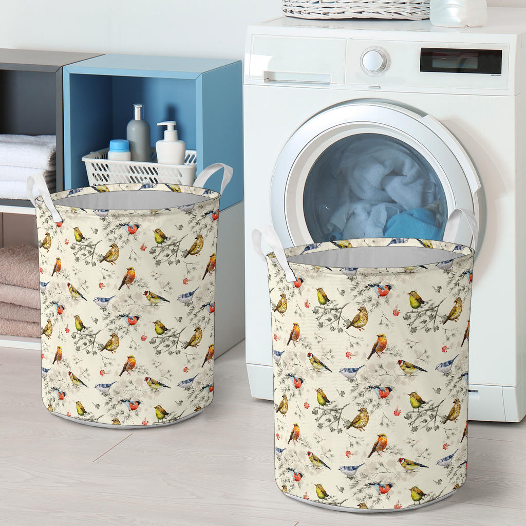 Bird Watercolor Design Pattern Laundry Basket