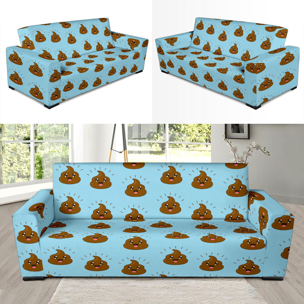 Poop Emoji Pattern Print Design A03 Sofa Slipcover