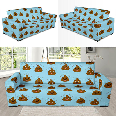 Poop Emoji Pattern Print Design A03 Sofa Slipcover