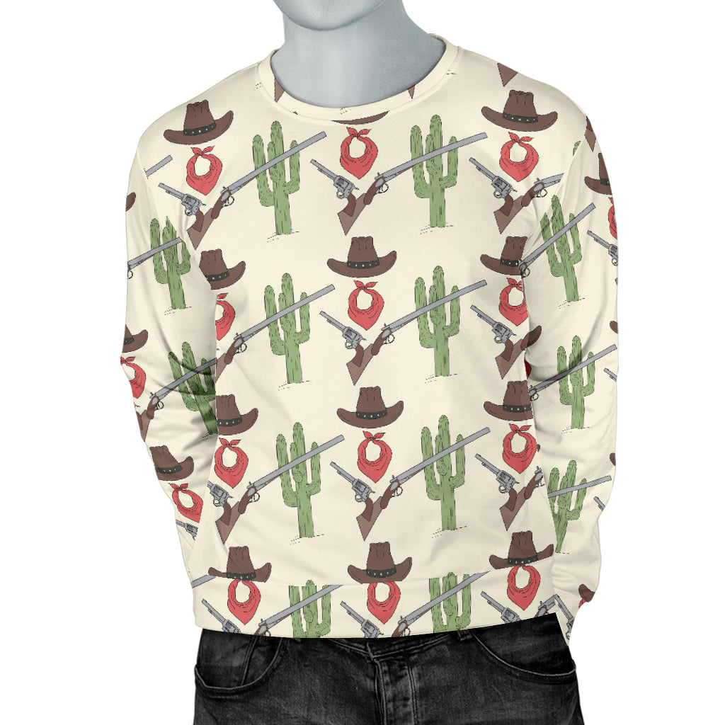 Western Cowboy Print Men Long Sleeve Sweatshirt