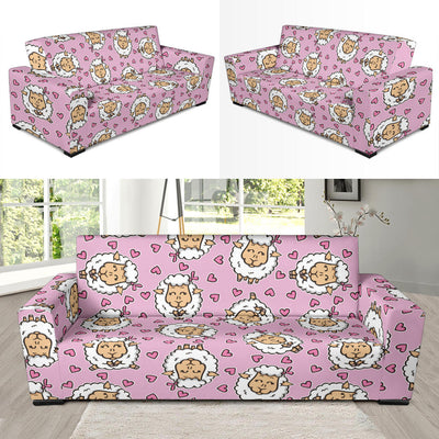 Sheep Cute Pattern Print Design 01 Sofa Slipcover