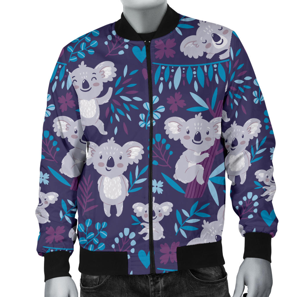 Koala Cute Themed Design Print Men Bomber Jacket