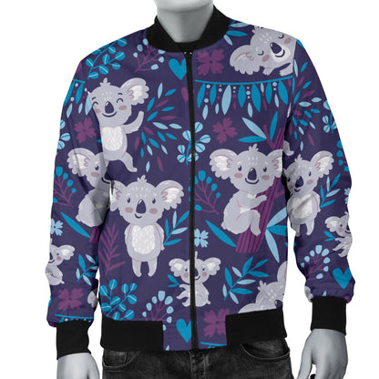 Koala Cute Themed Design Print Men Bomber Jacket