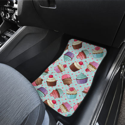 Cupcakes Fancy Heart Print Pattern Car Floor Mats Front Back