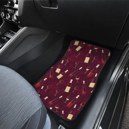 Wine Themed Pattern Print Car Floor Mats Front Back